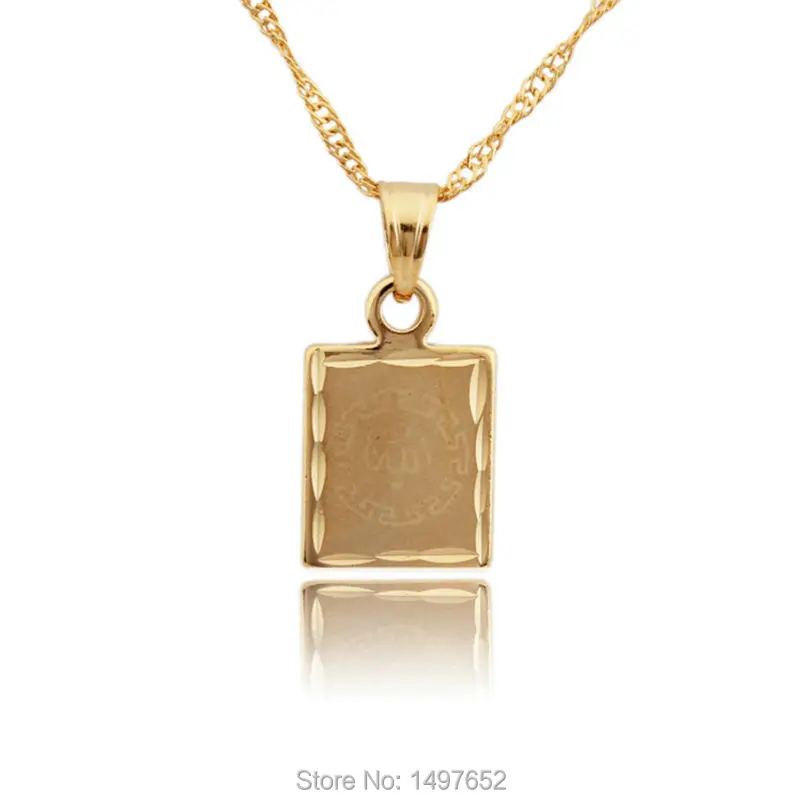 Аллах кулон золотой цвет куб и ожерелье классический исламский для женщин мужчин