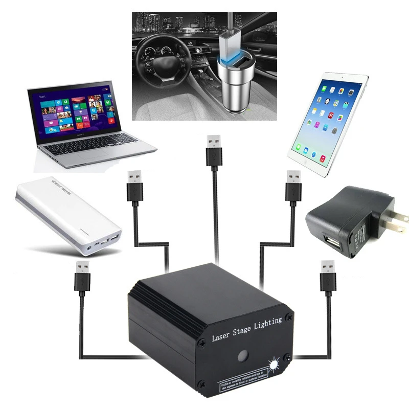 Лазерный проектор Sharelife Mini красный зеленый с эффектом движущейся звезды USB для DJ