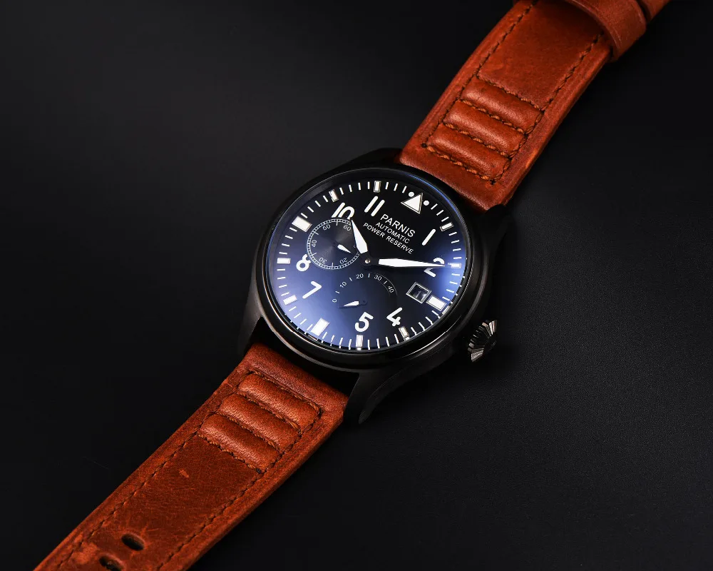 Parnis, 47 мм, автоматические мужские часы, запас хода, день, дата, большой пилот, календарь, мужские часы, мужские роскошные, подарок для мужчин, часы PA768