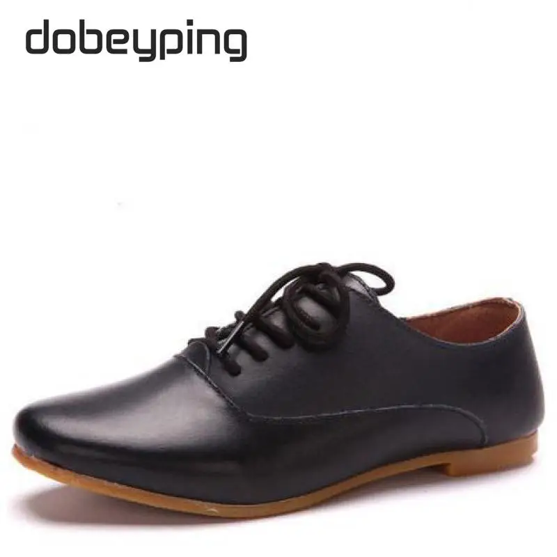 Новый 2016 Натуральная кожа Классический Женщины Oxfords Обувь Мода для Девочек