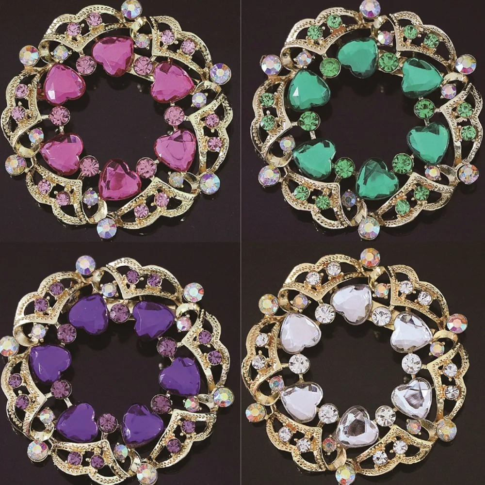 Новый полу-драгоценные Корейский большой круглый брошь для женщин красочные