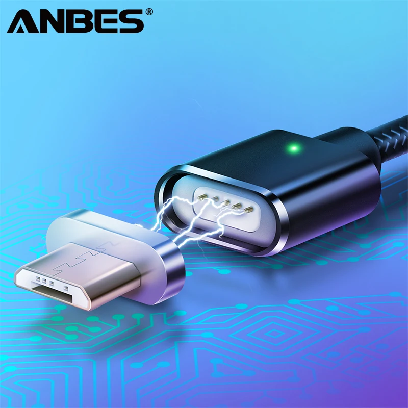 ANBES Micro USB Магнитный кабель магнит Quick Charge Android кабели провода мобильного телефона