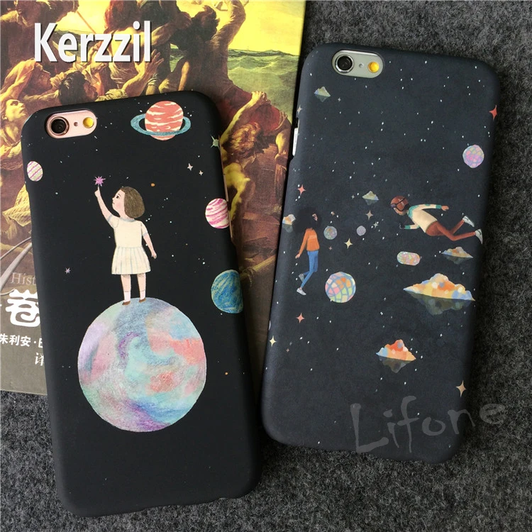 Kerzzil красивые Звезды Космос девушка ПК Жесткий Чехол для телефона iPhone 7 6 6S Plus