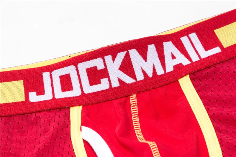 JOCKMAIL, фирменное мужское Сетчатое нижнее белье, боксеры, calzoncillos hombre, гей, одежда для сна, Cueca, боксеры, дышащие, промежность, хлопковые трусы, шорты