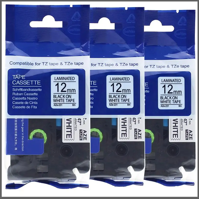 Labelife 50 шт. совместимый Brother PTouch TZe лента для маркировки TZ231 TZe231 TZe-231 черный на белом