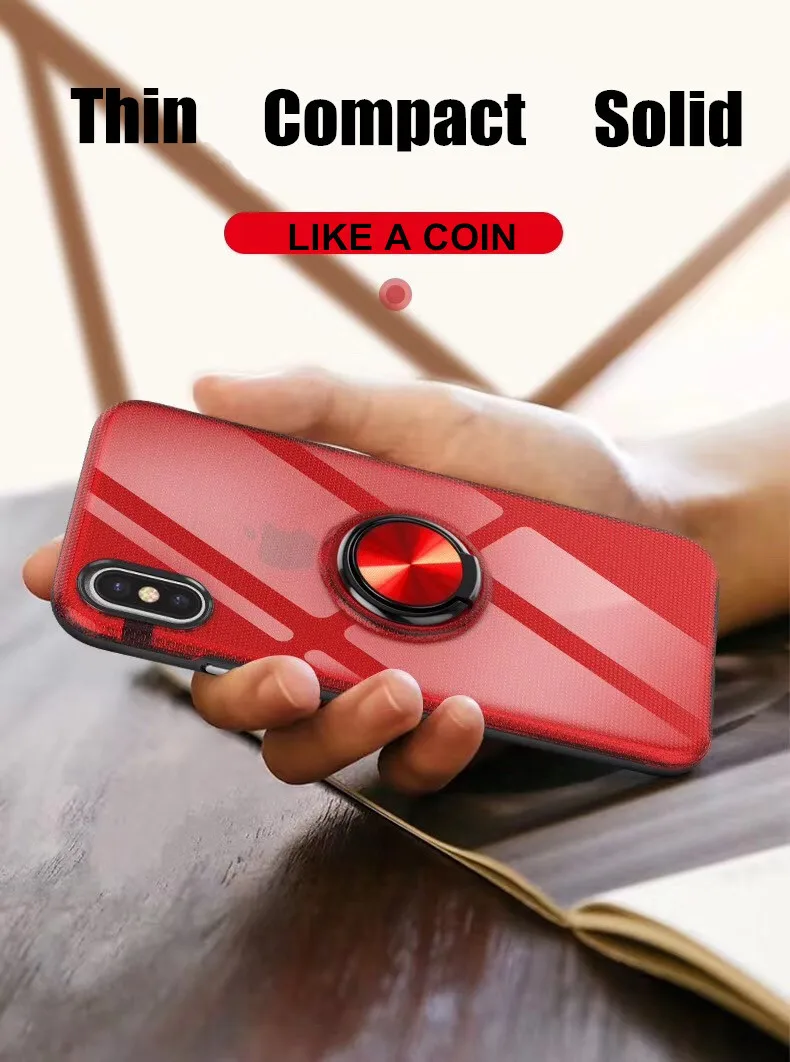 Чехол для iPhone 11 Pro XS MAX XR X 8 7 Plus магнитное автомобильное кольцо-держатель на палец Роскошный прозрачный силиконовый бампер адсорбционная крышка