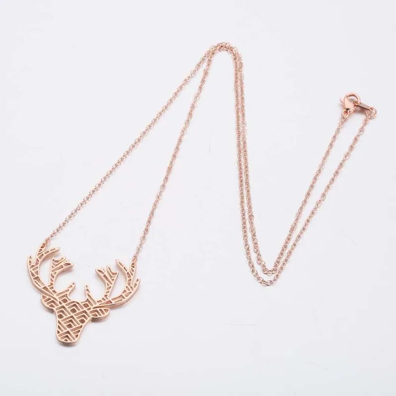 Yiustar Fashion Origami Deer Antler Necklace for Women Stainless Steel Geometric Animal Necklaces Girls Collier Christmas Gifts | Украшения