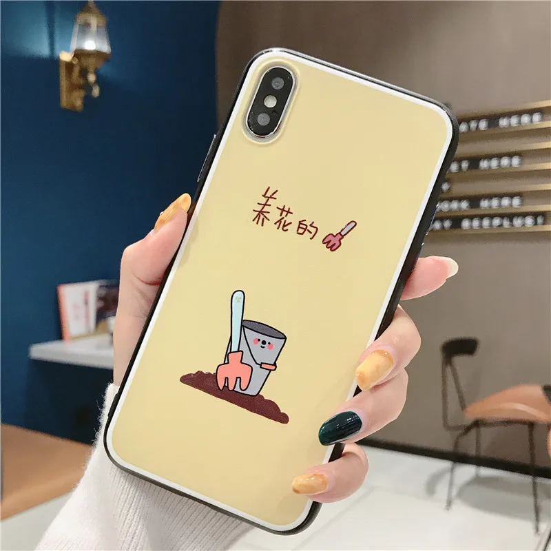 super cute cartoon scrawl flower IMD soft shell yellow baby blue phone Case For Apple iphone 6 6s 7 8 Plus X XS XR MAX case |