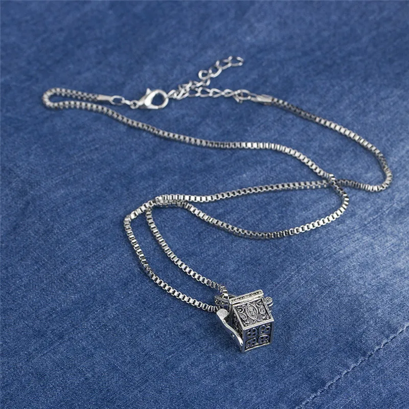 Creative Openable Magic Box Pendant Necklace Fashion Vintage Antique Silver Plated Retro Ethnic Jewelry Gift For Women | Украшения и