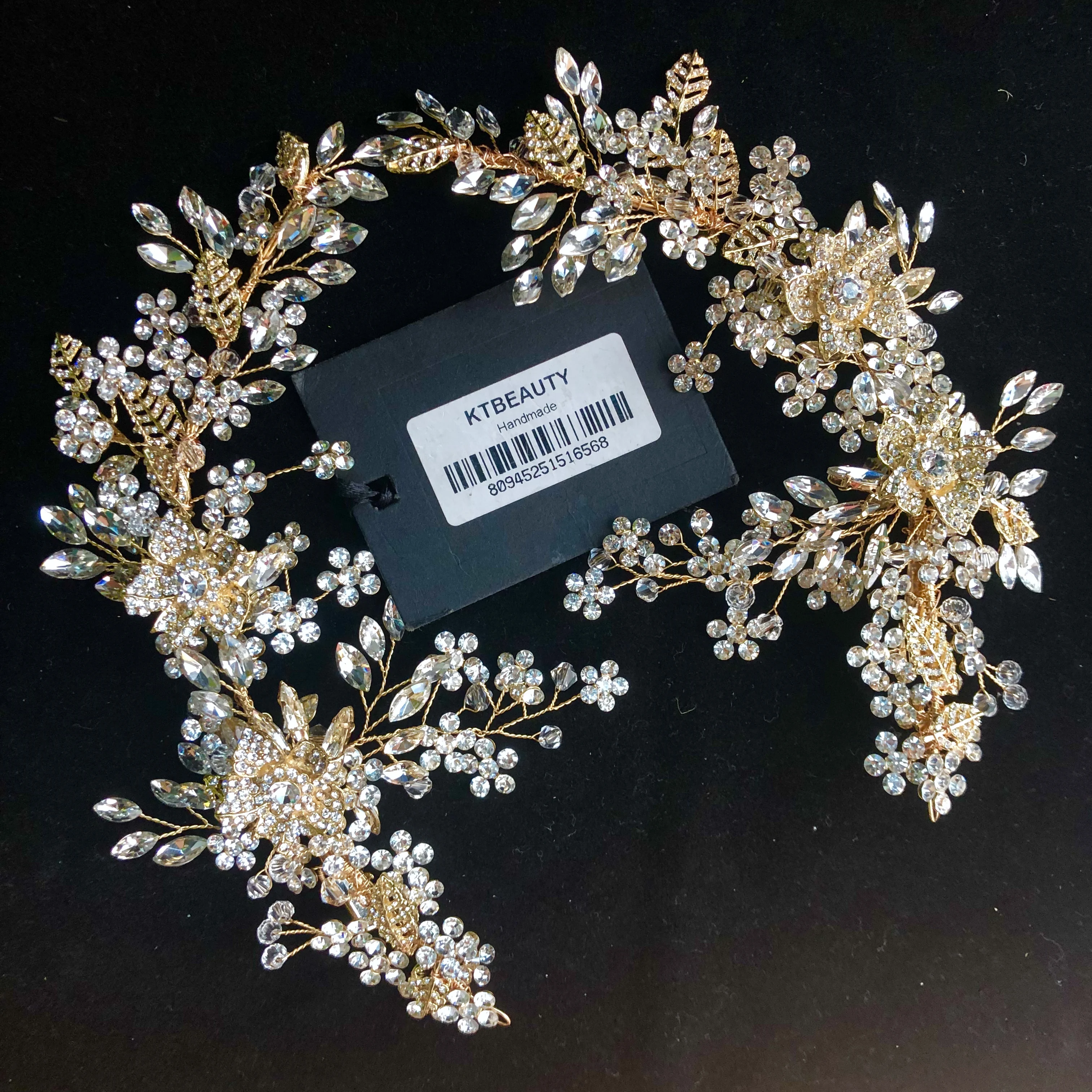 

New Rhinestone Silver/Gold One Set Crystal Flowers Handmade Hairband Royal Bridal Wedding Dressing Crown Accessory Women Jewelry