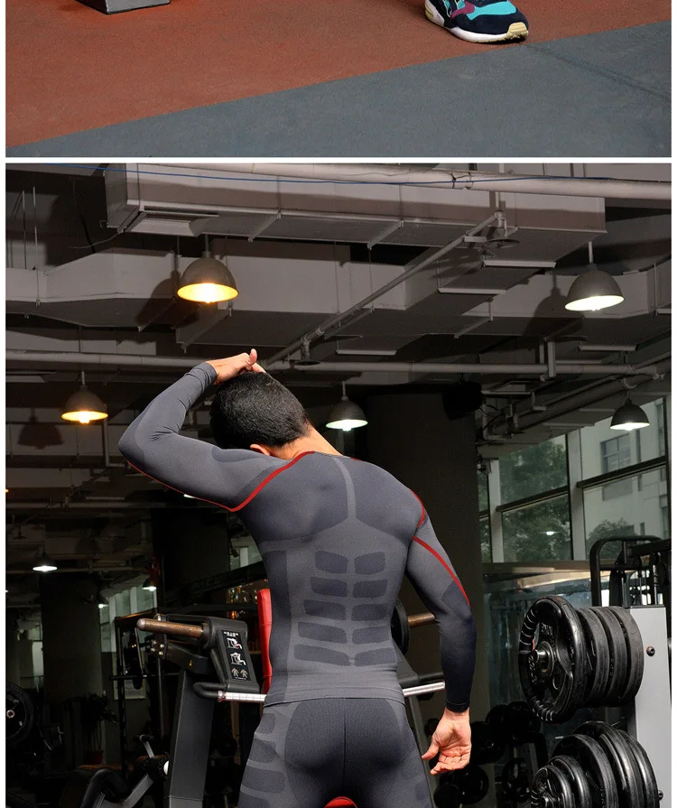 Комплект спортивной одежды для мужчин быстросохнущие леггинсы + футболка с