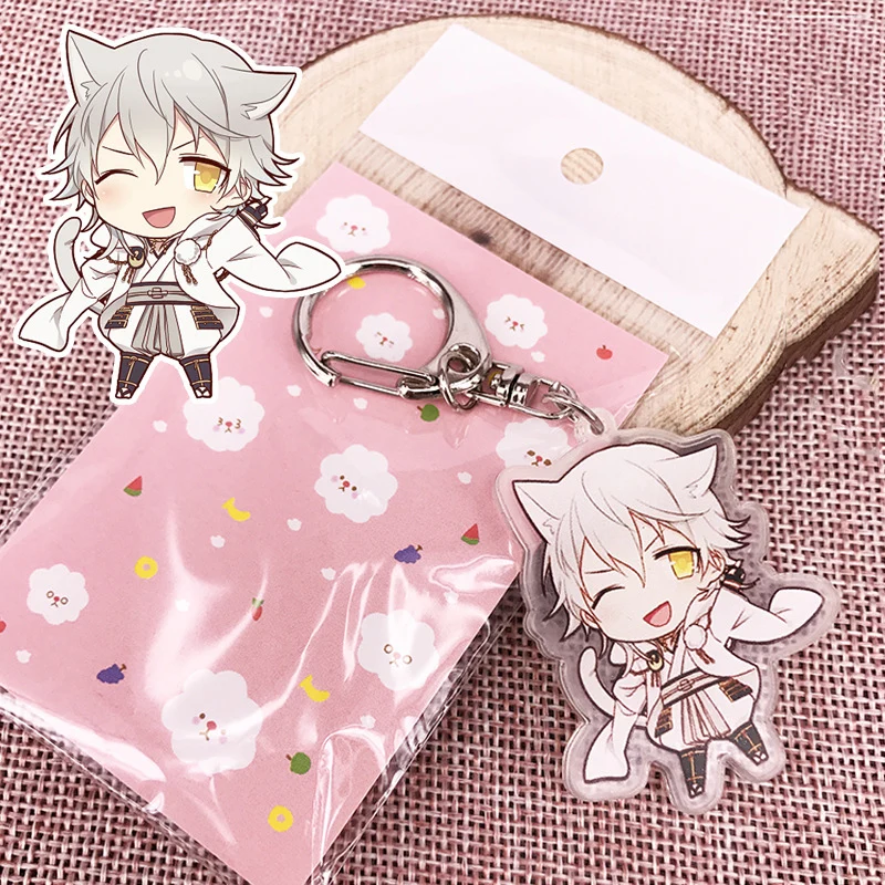 1 шт. 6 см аниме брелок Аниме Touken Ranbu Online Munechika Nakigitsune Kogitsunemaru Doubleside брелоки с принтом
