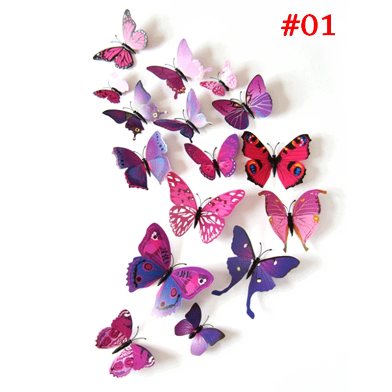 12 шт./Лот 3D наклейки на стену холодильник магнитные бабочки DIY Наклейка домашний