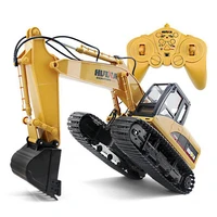 huina toys 15 channel 2 4g 114 rc excavator charging rc car with battery rc alloy excavator rtr for kids construction vehicles