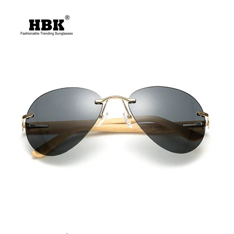 Солнцезащитные очки HBK Bamboo мужские деревянные металлические брендовые