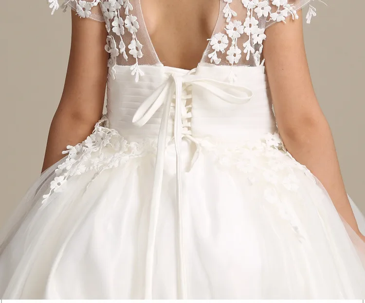 Вечернее платье с цветочным узором для девочек длинное белое 3 4 6 8 10 12 14 лет 164003 |