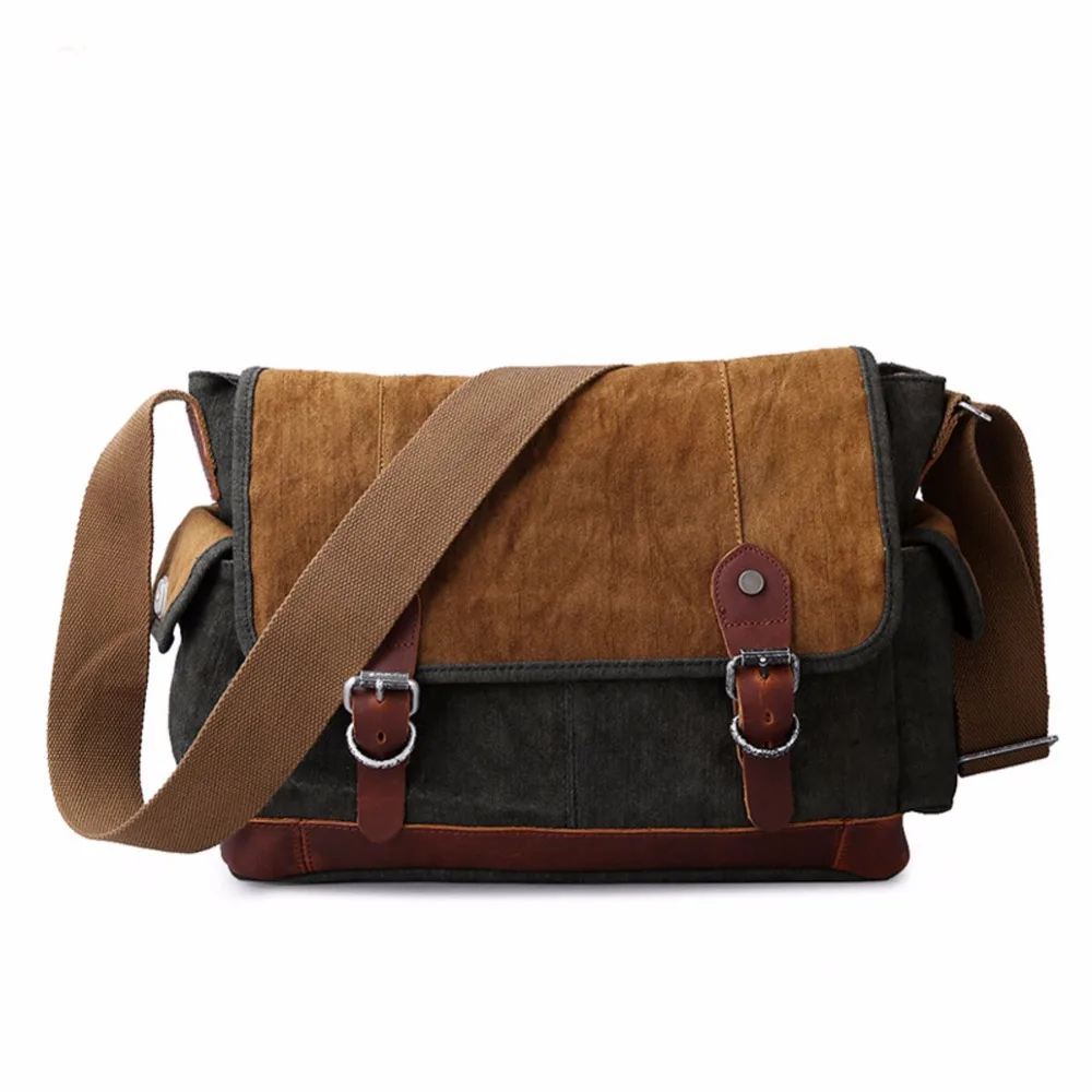 Мужская хлопковая холщовая кожаная сумка Menssenger через плечо для путешествий