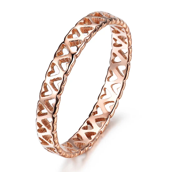 Женское кольцо с сердечком Martick розовое золото из нержавеющей стали 316L размер 4-9