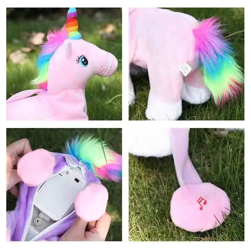 Детские электронные мягкие игрушки единорога для прогулок и пения большие