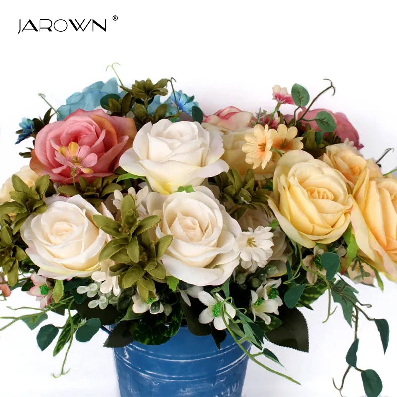 Искусственный Французский цветочный букет из роз JAROWN композиция шелковых цветов