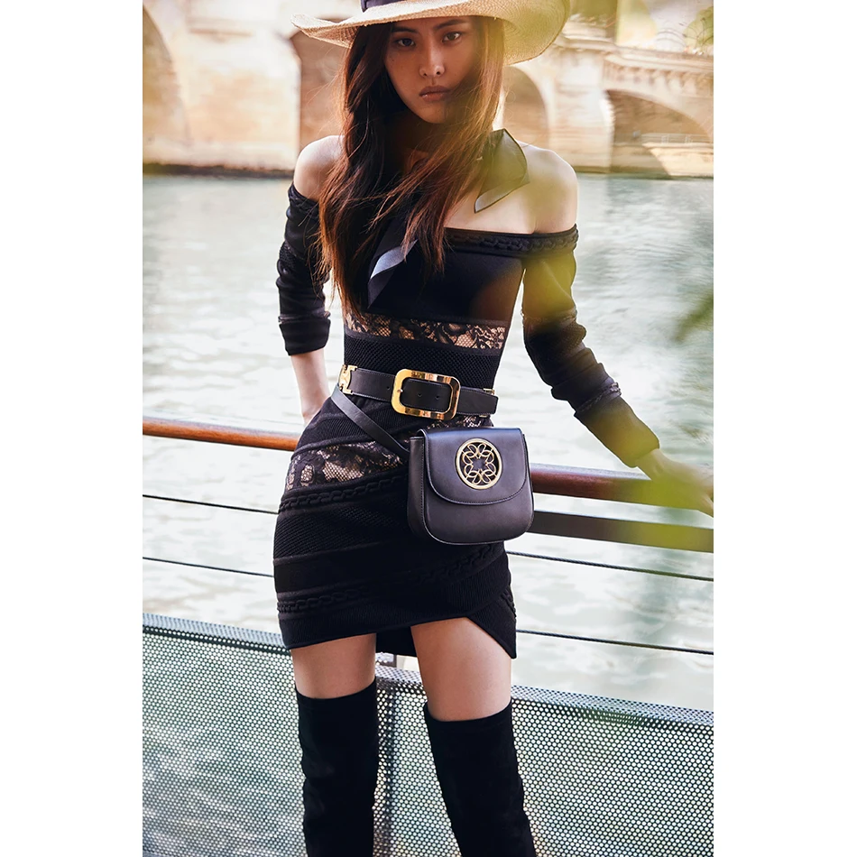 Modphy 2018 new Winter Hollow bandage dress black Long sleeve lace sexy mini club celebrity party dresses Vestidos | Женская одежда