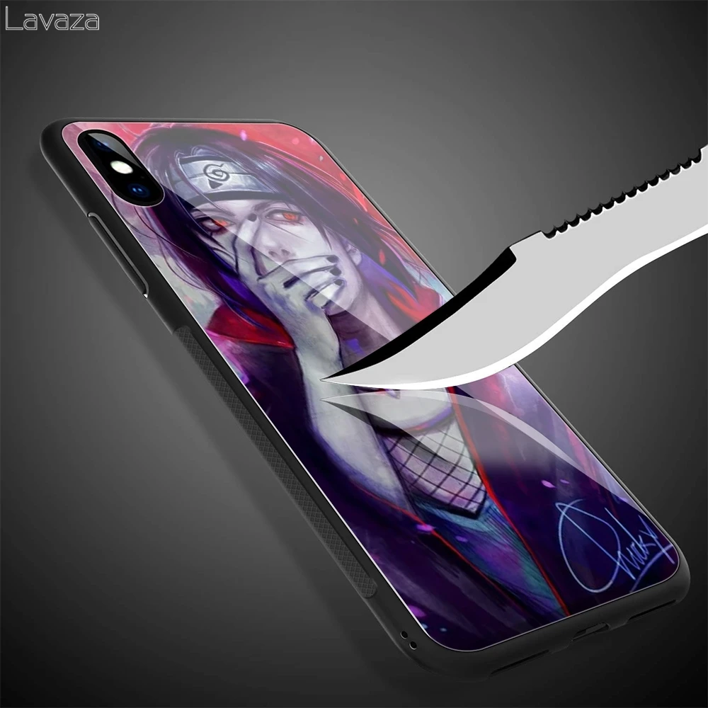 Чехол Lavaza Naruto Itachi Uchiha из закаленного стекла TPU для iPhone XS MAX XR X 8 7 6 6S Plus