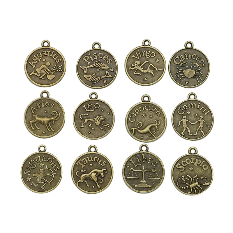 Kjjewel античный покрытый серебром, бронзой зодиака все созвездие очарование кулон ювелирные изделия аксессуары "сделай сам" для изготовления аксессуары для волос ручной работы 20x18 мм
