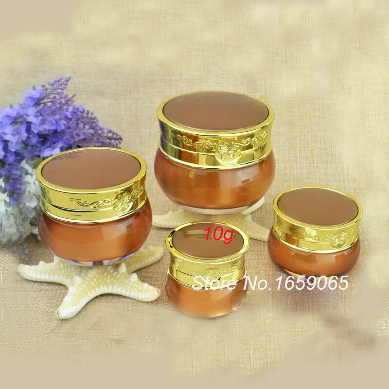 10g ACRYLIC dark gold cream jar with butterfly flower design  cream jar Cosmetic Jar Cosmetic Packaging cosmetic jar