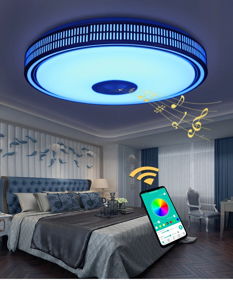 Приложение Bluetooth управление Ledd потолочные светильники для гостиной спальни золотой корпус многоцветный Современное освещение люстра потолочные лампы