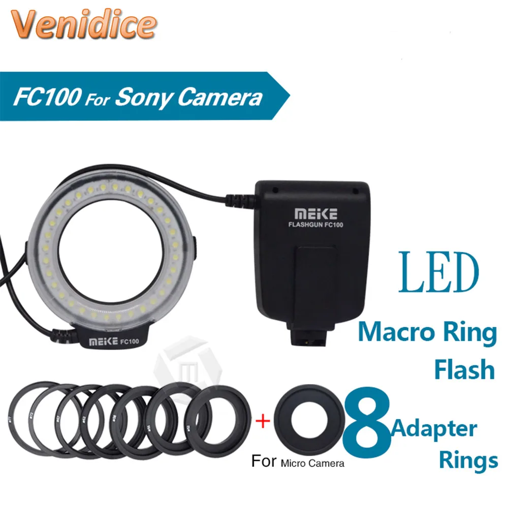 

Meike MK-FC100 5500K LED Macro Ring Flash Light Kit for Sony A900 A850 A700 A580 A550 A500 A560 A450 A330 A350 A200 DSLR Cameras