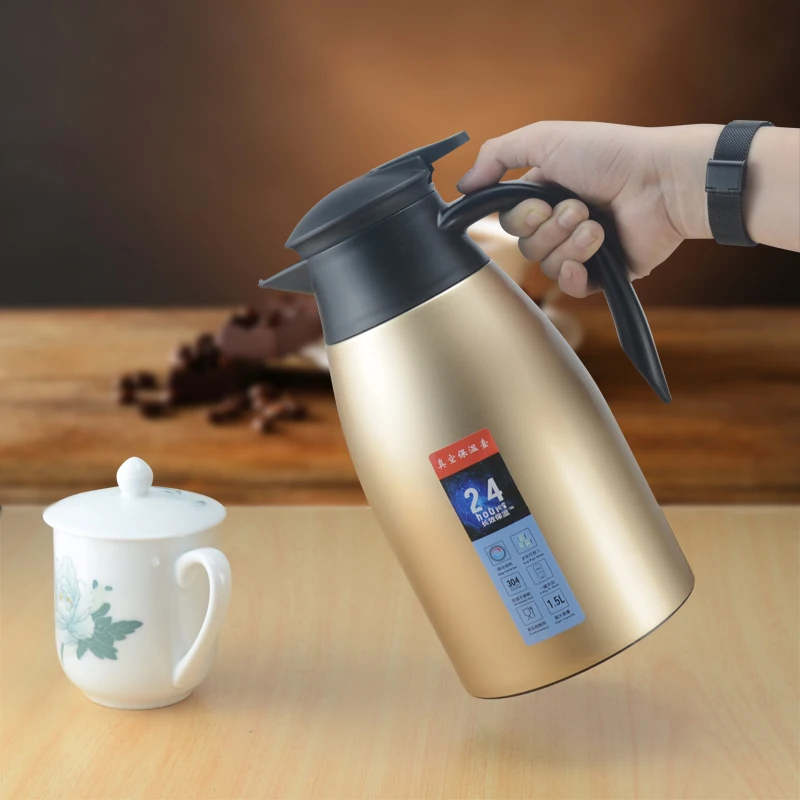 2l Stainless Steel Thermos Flask Tea Coffee Carafe Double Wall Vacuum Insulated with Press Button Water Bottle Flask Pot