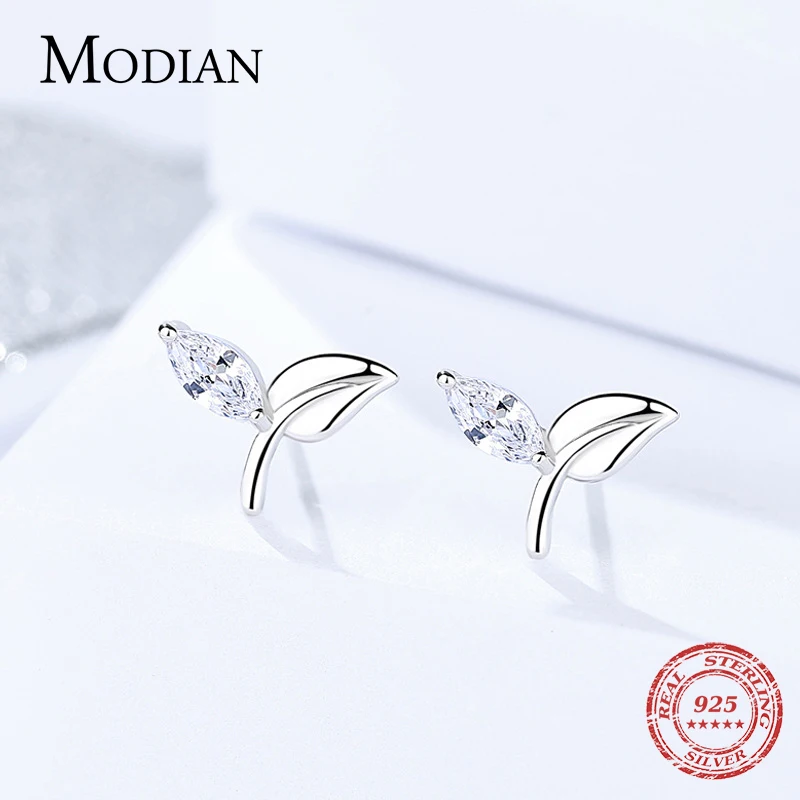 Modian очаровательные модные милые серьги из листьев Классический 100% 925