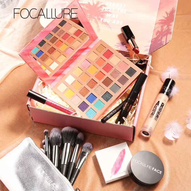 FOCALLURE профессиональный набор для макияжа для женщин включает Тени для век кисти для губной помады Румяна тушь для ресниц подводка для глаз Пудра Cometics набор