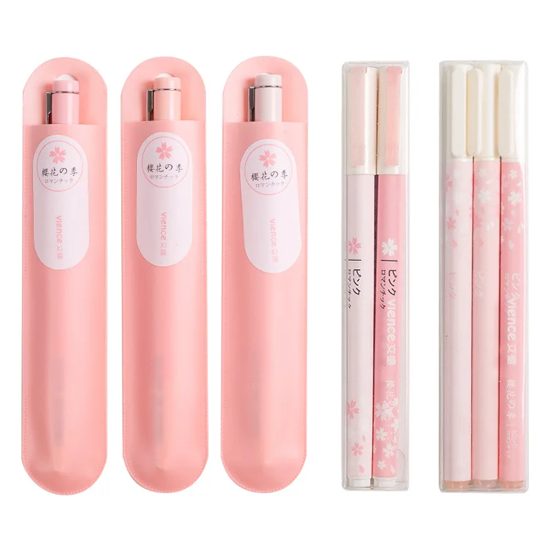 Coloffice 1PC/3PCs Sakura Mint Green Series Simple Fresh Needle Capsule Gel Pen Students School Hand 0.5/0.38mm Black Ink | Канцтовары