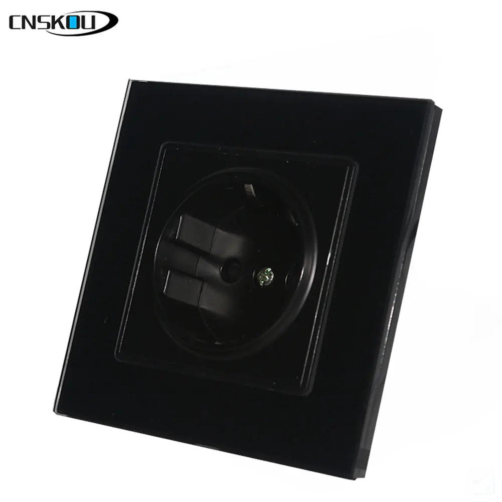 CNSKOU гнездо питания стандарта ЕС белый кристалл стекло Панель розетка AC 110 ~ 250 В 16A