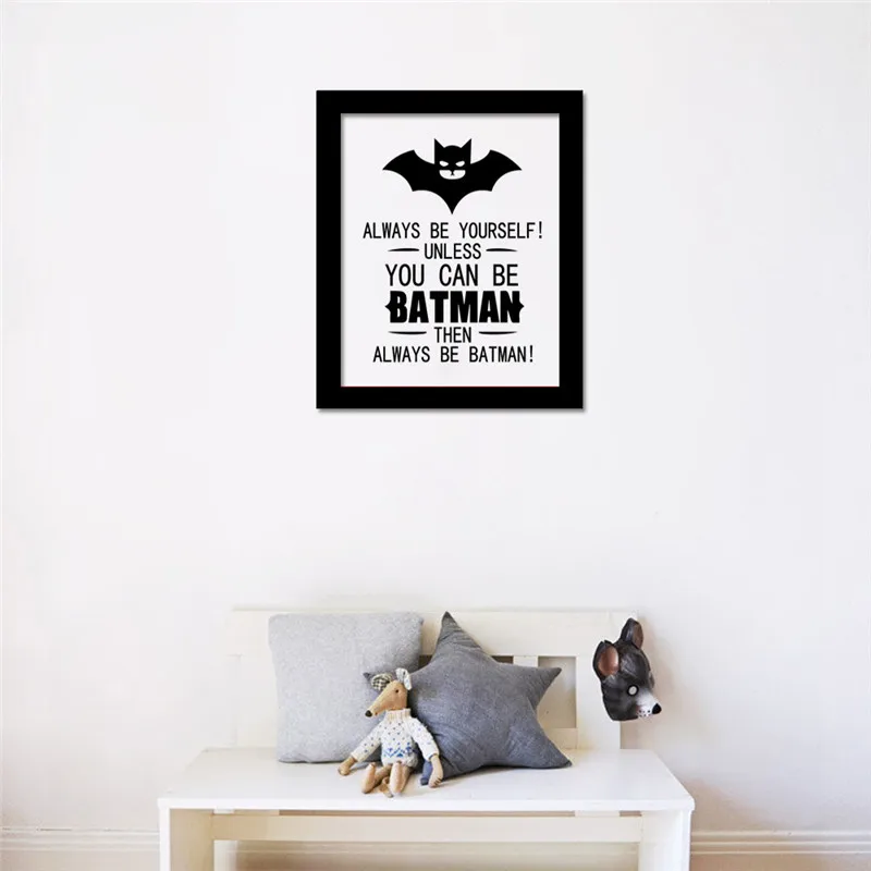 Цитата летучей мыши черно-белая Картина на холсте постер изображение животного