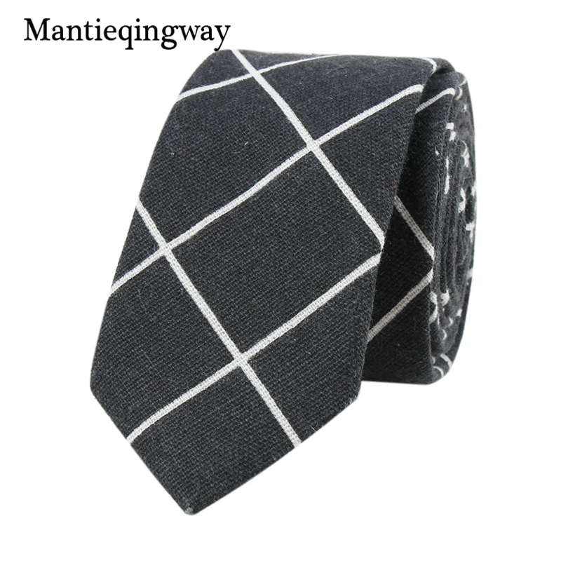 Mantieqingway 6 см хлопок + лен галстук для мужчин черно-белый полосатый бизнес-стиль