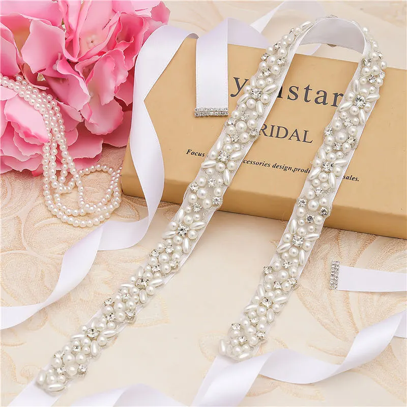 SILVER---white MissRDress жемчуг свадебный пояс розовое золото Хрустальный пояс невесты элегантные Стразы Свадебная лента для свадьбы аксессуары JK803 - Цвет: SILVER---white