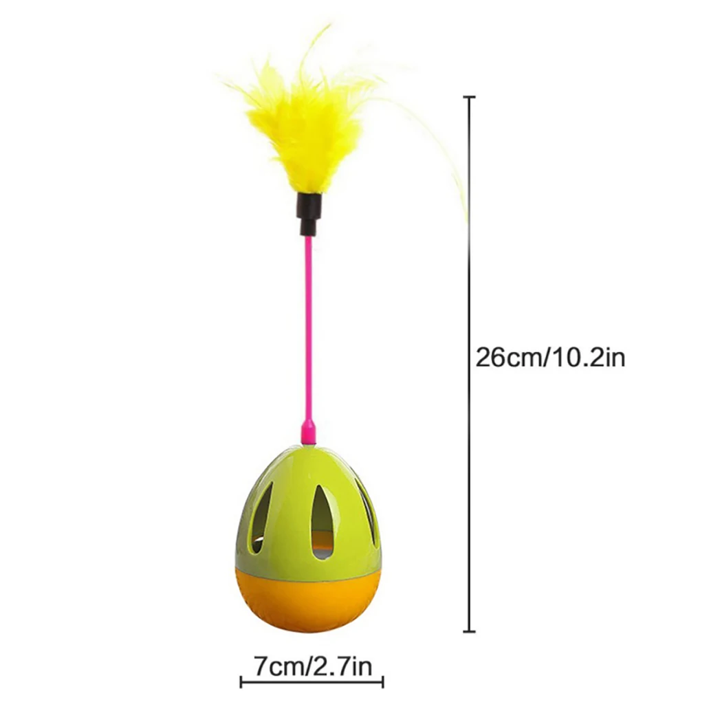 

1Pc Creative Cat Toy Tumbler With Feather Cat Interactive Toy Cat Teaser Toy For Cat Kitten Pet Training Supplies Blue Green Red