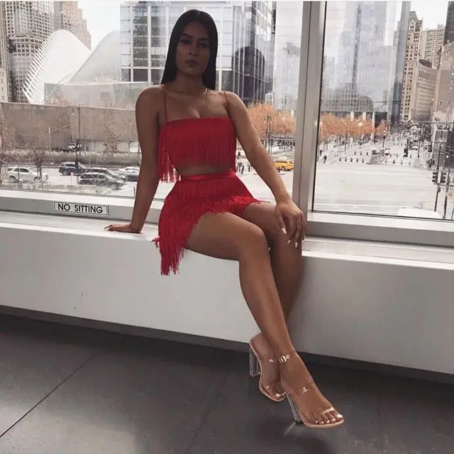 Женский летний комплект из двух предметов белая красная облегающая мини юбка на