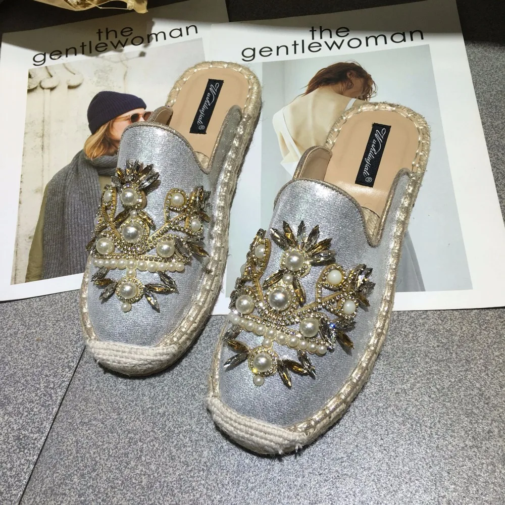 Летняя модная женская обувь с украшением в виде кристаллов Женская рыбацком