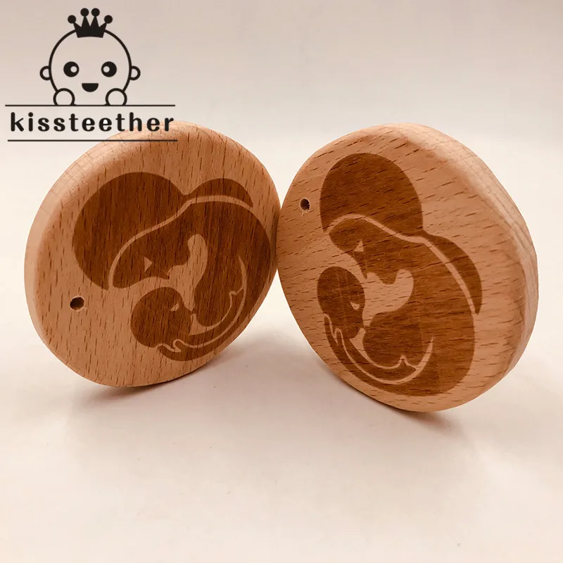 Mordedor de madera de haya para lactancia, mordedor de madera Original no t&oacute;xico masticable, accesorios de joyer&iacute;a DIY, colgante para beb&eacute;, venta al por mayor, novedad-2