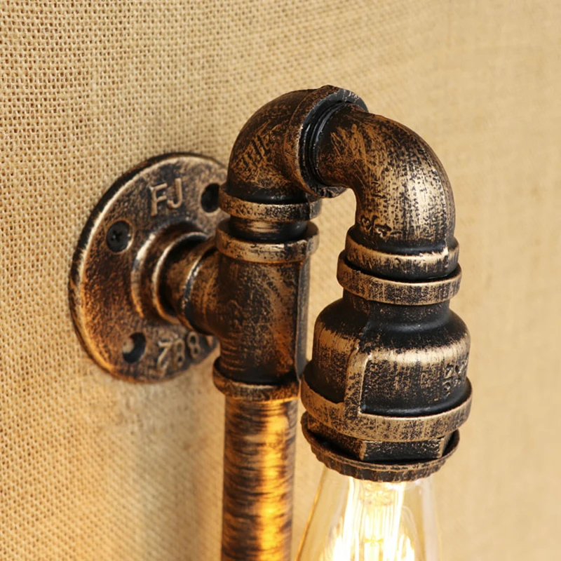 vintage LOFT wall lamp indoor lighting iron rust Water pipe sconce lights lampshade for living room bedroom restaurant bar E27 | Лампы и