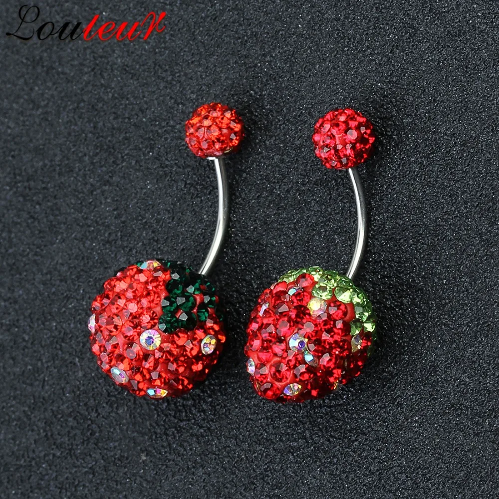 LOULEUR 2017 New Crystal Rhinestone Belly Button Rings Navel Piercing Jewelry Stainless Steel Labret Body |