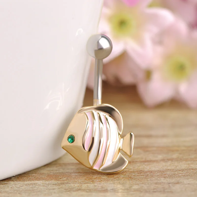 Funmor морская рыба пупка Кольца для эмаль животного пирсинг хирургические Сталь