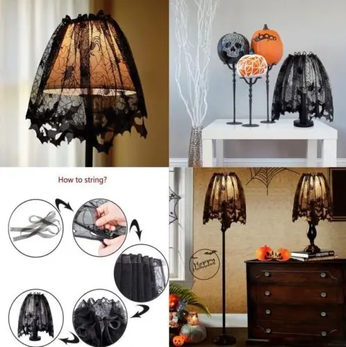 2018 новая скатерть на тему Хэллоуина Черная кружевная дверь Curtai украшение мебели