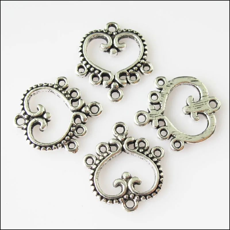 18 шт старину Серебряный Цвет подвески в форме сердца разъемы 19x21mm|connector pendant|silver