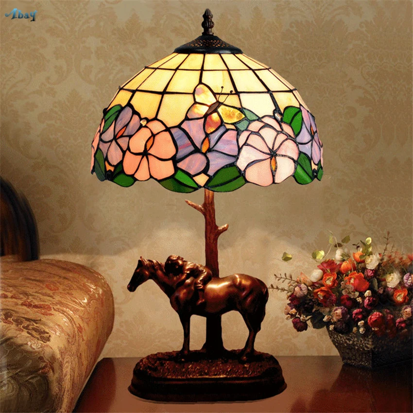 Настольные лампы Тиффани из стекла и смолы прикроватная лампа в американском