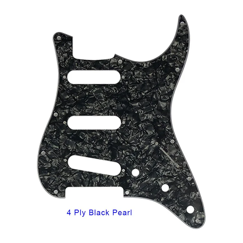 4 ply black pearl Pleroo 11 Отверстие под винт Гитара накладку для США/Мексика Fender Stratocaster Стандартный SSS St к царапинам плиты с винтами мульти - Цвет: 4 ply black pearl