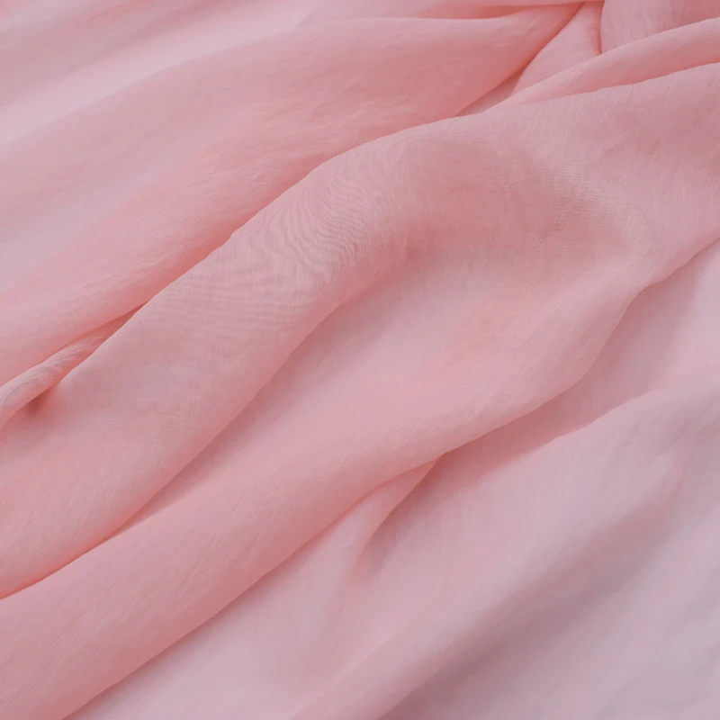 

2019 sakura pink thin linen silk fabric for dress bazin riche getzner telas por metro tissu tissus au metre tela material tecido